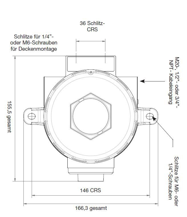 Crowcon Xgard Typ 5 - Gas-Detektor - für CH4 Methan 0-100% UEG (Pellistor) - Edelstahl-Gehäuse - M20 Kabelführung - ATEX Zulassung